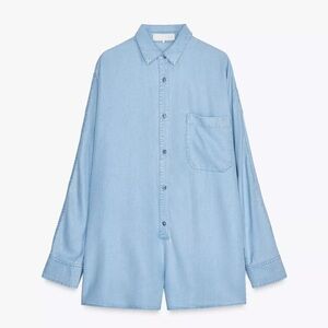 Zara Light Blue Denim Romper